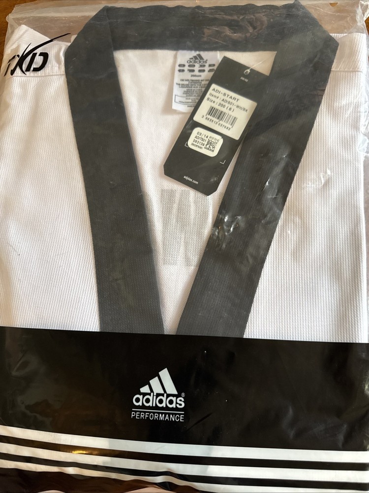 Adidas White with Black Collar Taekwondo Uniform Size 6/200 Cm