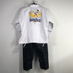 Martial Arts Super Kicks Masters Club Jacket & Belt, Unisex Size 2 – White