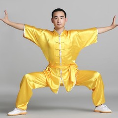 Silk Chinese Kung Fu Taichi Suit Martial Arts Wushu Uniform Dragon Embroidery