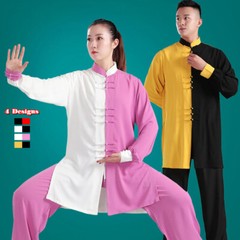 Chinese Kung Fu Tai Chi Uniform Muslin Martial Arts Suit Outfit Color Contrast