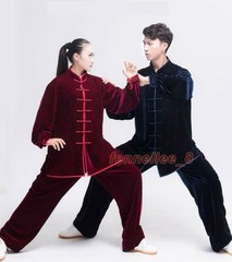 2PC Suit Men’s Velvet Coat Pants Tai Chi Thicken Comfort Classic Stand Collar SZ