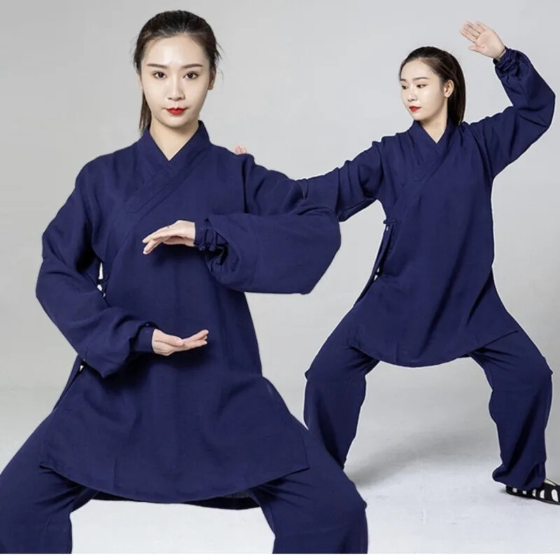 Women Chinese Traditional Cotton Linen Tai Chi Practice Martial Art Uniform Set