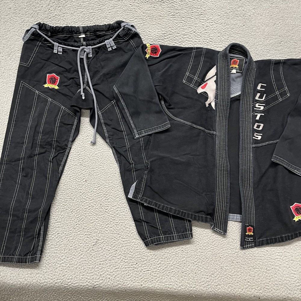 Custos Athletic Gi Set Adult A2 Black Jiu Jitsu Ripstop MMA Grappling *No Belt