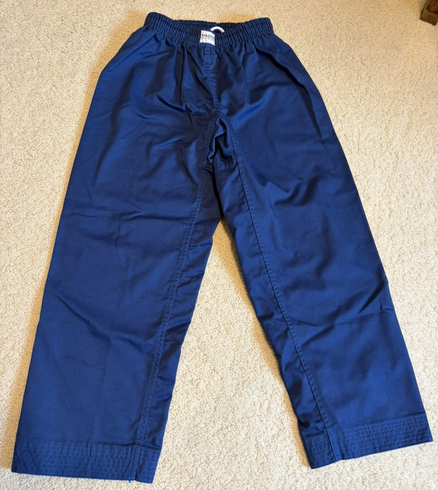Lot 2 Martial Arts Karate Student Youth Pants Size 2 / 160 -White and Macho blue