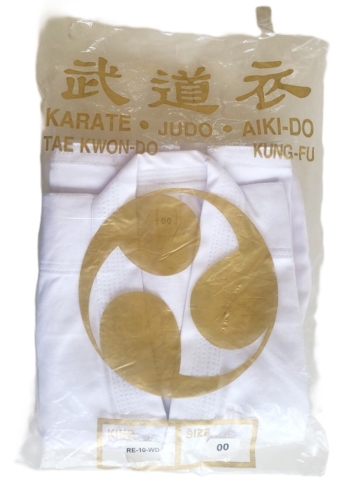 KARATE JUDO AIKIDO TAEKWONDO KUNG-FU UNIFORM KIDS SIZE 00 RE-10-WD WHITE NEW