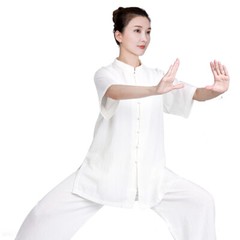 Summer Breathable Short Sleeve Kung Fu Shirts Wing Chun Training Vintage Sport