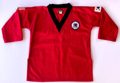 Adult Red Pullover Karate Gi Top With Black Collar Bold Look Size 4 EUC!
