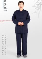 Unisex Shaolin Buddhist Monk Meditation Kung Fu Uniform Cotton Buckle Suit Sets