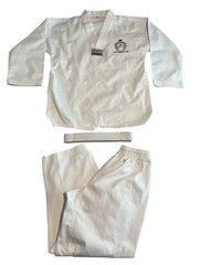 Taekwondo Gi Set Quinones 0/140 Youth Large White Uniform Top Pants White Belt