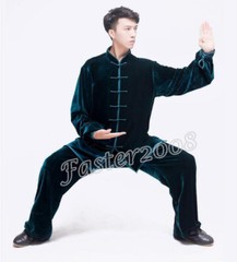 Chinese Velvet Wushu Kung Fu Taichi Uniform Martial Art Clothes Set Wing Chun