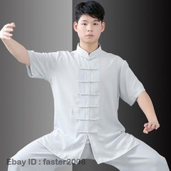 Linen Martial Arts Tai Chi Uniform Kung Fu Wingchun Suit Short Sleeves Outfit