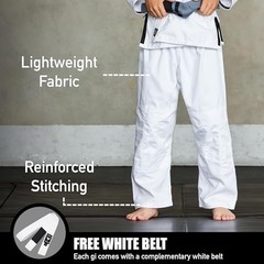 Ultra Light BJJ Gi for Kids – Brazilian Jiu Jitsu Uniform, Preshrunk Fabric, Fre