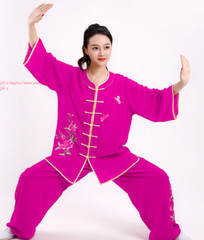 Women’s Cotton Linen Flower Tai Chi Uniform Suit Martial Arts Wing Chun Clothing