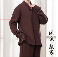 Fall Winter Unisex Meditation Monk Thicken uniform Warm Lay Zen flannel Outfits