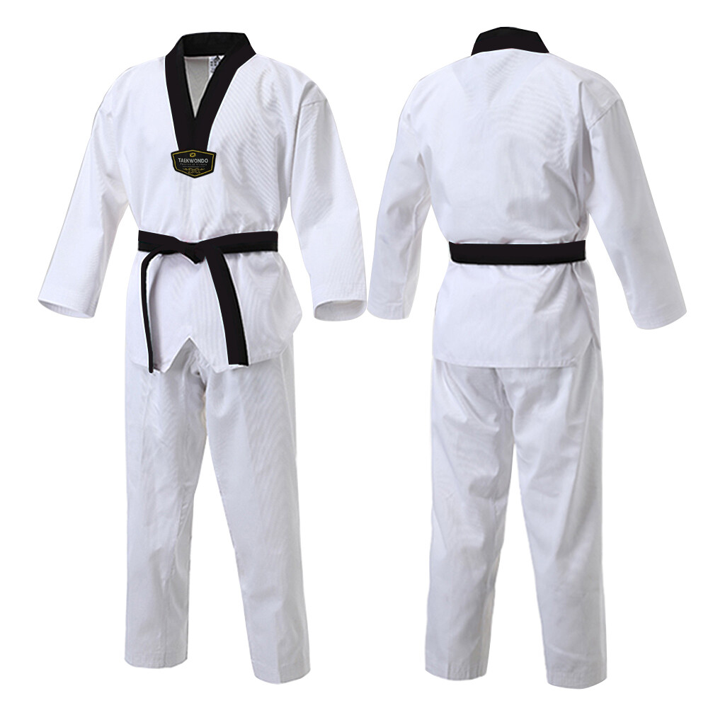 KUKKI TAEKWONDO DOBOK/TAEKWONDO UNIFORM/GIS/DAN DOBOK/WHITE-NECK
