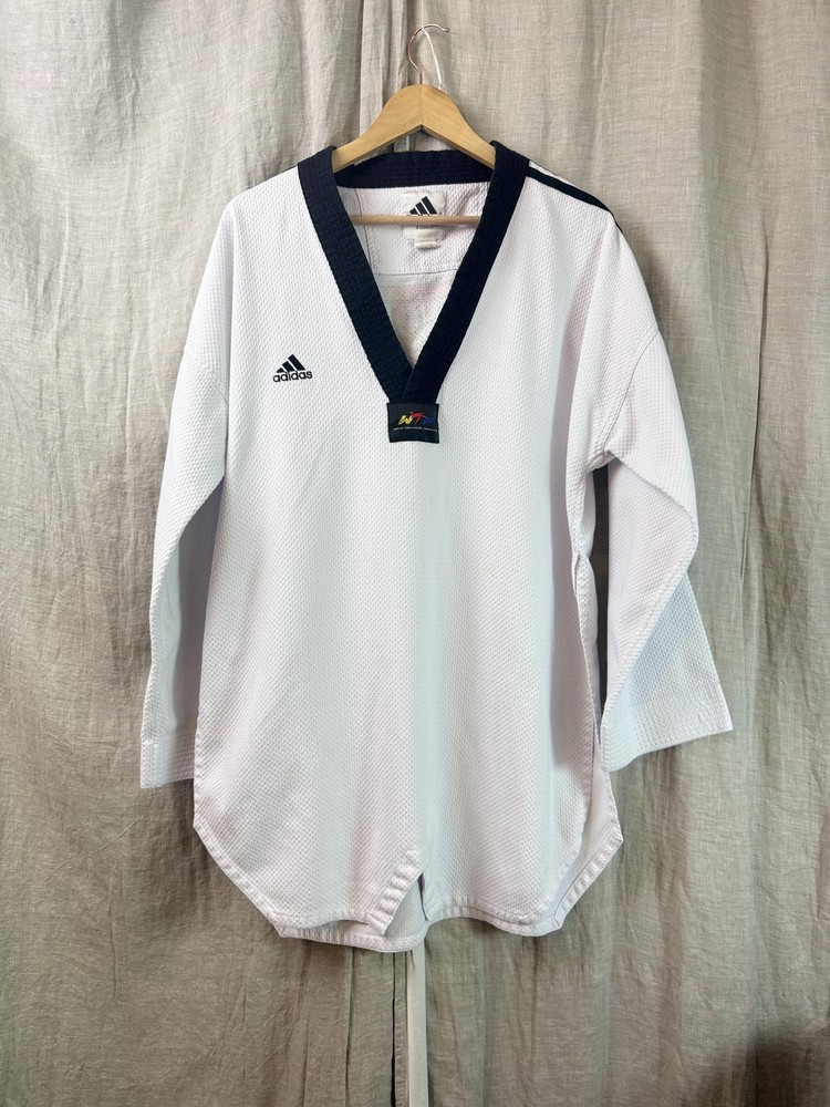 Adidas Taekwondo Dobok Gi Jacket Mens 3XL White Tiger WTF Uniform Top Korea
