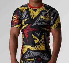 Fuji Yellow Flex Lite MMA BJJ Jiu Jitsu Short Sleeve SS Rashguard Black/Yellow