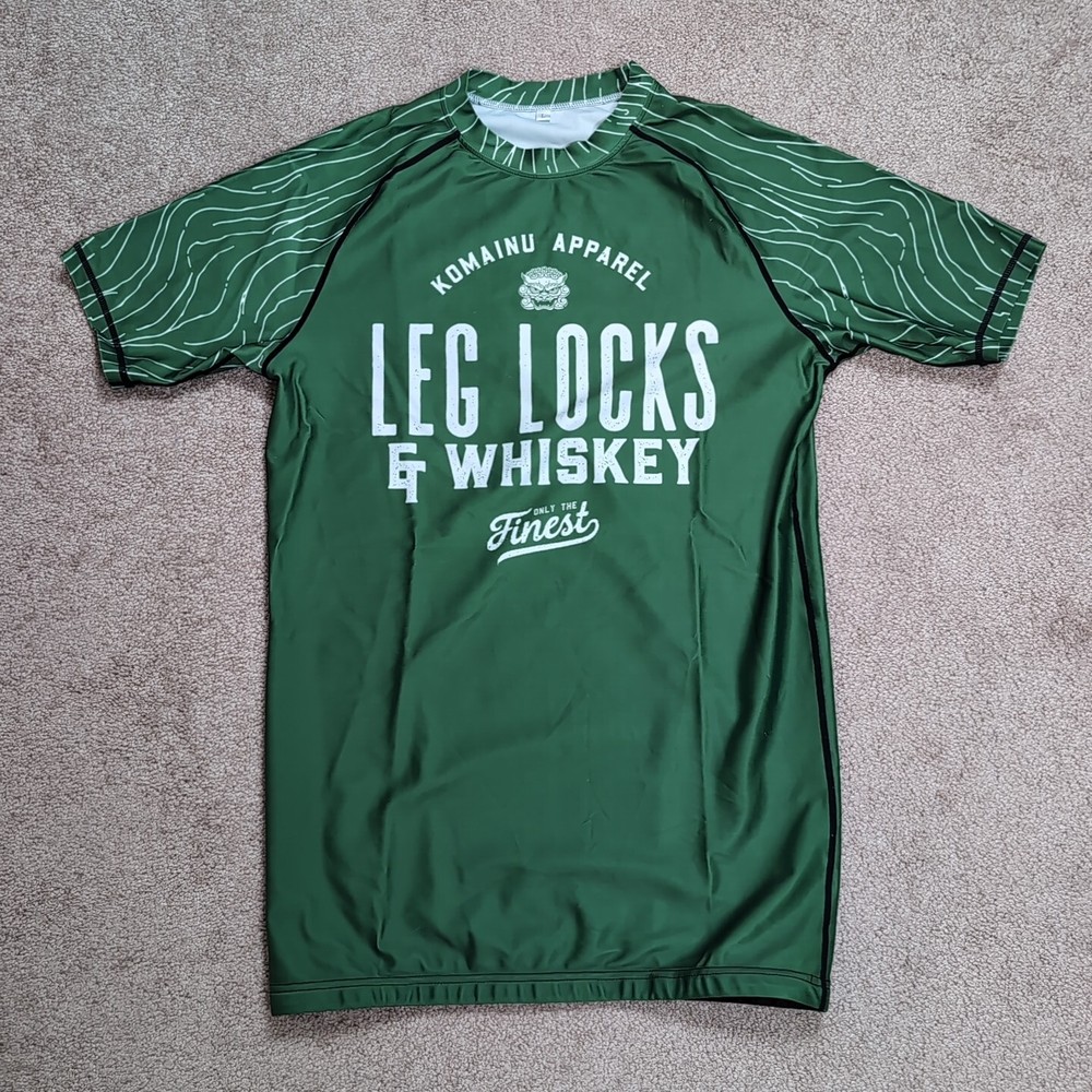 Leg Locks And Whiskey Rash Guard Komainu Apparel Mens Large Green Jiu Jitsu MMA