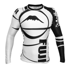 Fuji MMA BJJ Jiu Jitsu Long Sleeve LS Rashguard Rash Guard Black White Large