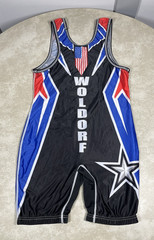 Woldorf BJJ MAA Black Red Blue Eagle Singlet Size SEE DESCRIPTION 1287