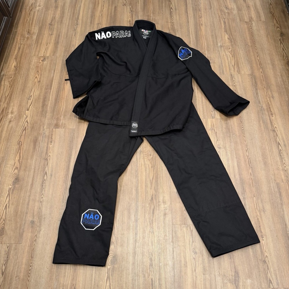 Brazilian Jiu-Jitsu Gi Adult SZ A5( XXL) NÃO PARA! Black Martial Arts Uniform