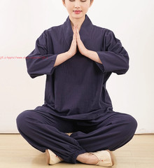 Women Men Meditation Monk uniform Chinese Style Lay Zen Kung Fu Tai Chi Suits