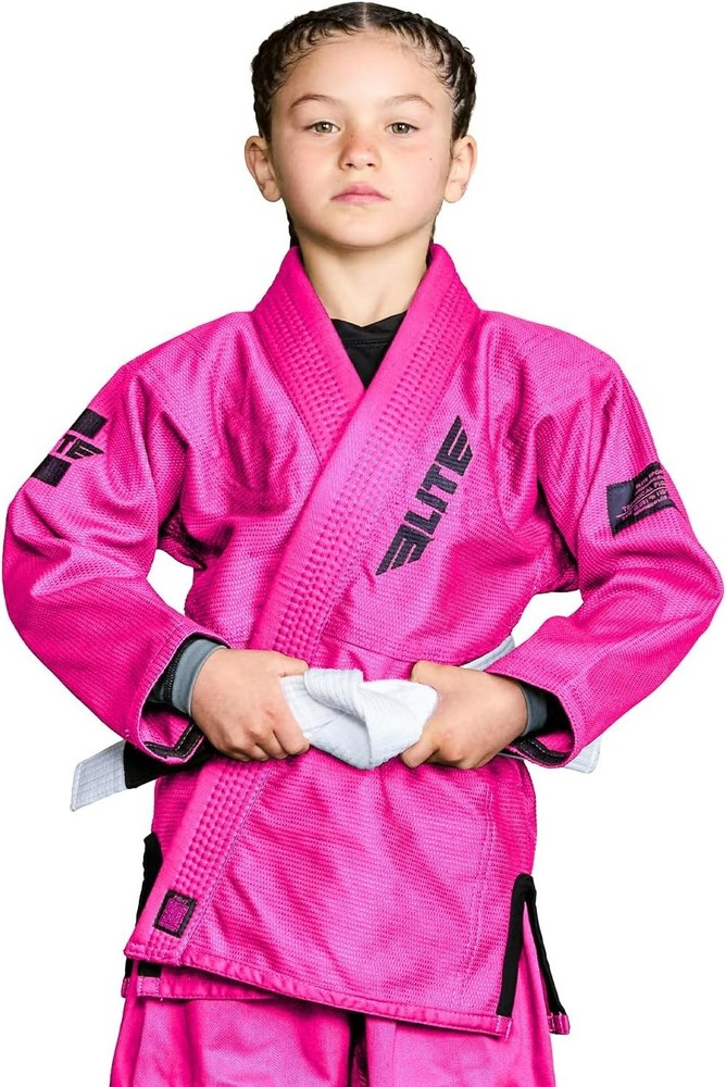 Elite Sports Kids Ultra Light BJJ Brazilian Jiu Jitsu Gi C0 Pink Preshrunk ,Belt