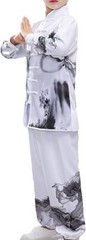 Kids Boys Girls Chinese Martial Arts Outfit Top Pants Set Kungfu Taichi Costume