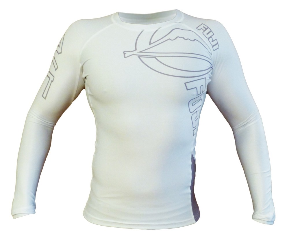 New Fuji Inverted MMA BJJ Jiu Jitsu LongSleeve Long Sleeve LS Rashguard – White