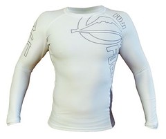 New Fuji Inverted MMA BJJ Jiu Jitsu LongSleeve Long Sleeve LS Rashguard – White