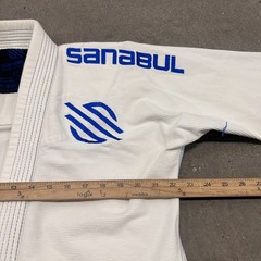 Sanabul BJJ Gi Jiu Jitsu Kimono Jacket Mens A1 White Logo Open Front Uniform