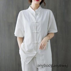 New Women’s Tai Chi Yoga Outfits Set Top+pants Martial Arts Kung Fu Linen Suit