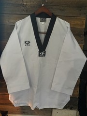 KSD Hankook Sports Taekwondo Uniform Top Dobok Size 170 White Black V Neck KTA