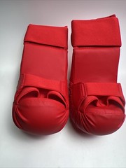 WESING Karate shin and Instep Guard Karate Gloves Approved by WKF red Size Small
