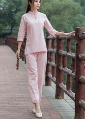 Women Chinese Martial Arts Kung Fu Suit Wushu Tai Chi Yoga Set Uniform Pant&Top