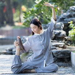 Womens Cotton Linen Kung Fu Tai Chi Uniform Martial Arts morning exercise Suit