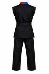 Black Karate Gi Set Sleeveless Martial Arts Uniform Training Suit with free Belt