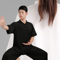 Silk Kung Fu Tai Chi Uniform T-Shirt Pants Summer Martial Arts Wingchun Suit New