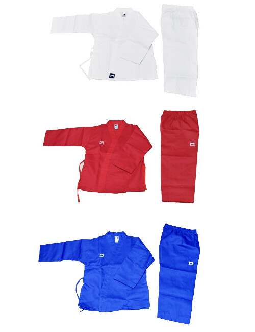 Moospo Taekwondo Judo Dan Dobok Plain Uniform White Blue Red