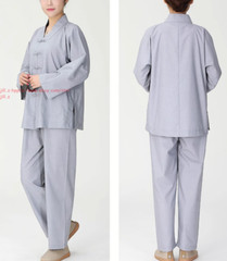 Men Women Shaolin Buddhist Monk Religion Suits Cotton Yoga breathable buckle Set