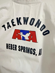 ATA Taekwondo FULL Uniform Set Size 6 White Heber Springs AR & Lot x4 Rank Belts