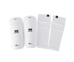KPNP Taekwondo Black Label Shin Guard, White / Tracking