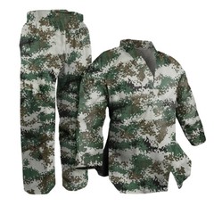 V-Neck Green Digital Camo Taekwondo Karate Gi Uniform Team Demo Martial Arts Set