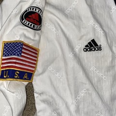 Adidas Taekwondo Dobok Top Mens Medium White Black Collar USA Korea AAU Patches