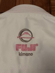 Fuji Kimono GI Jiu Jitsu MMA Womens WC2 Top White With Pink Ribbon And Flowers