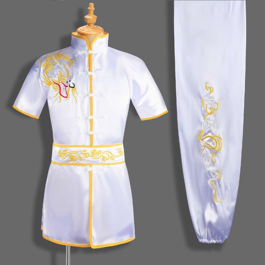 Silk Chinese Kung Fu Tai Chi Uniform Martial Arts Suit Outfit Dragon Embroidery
