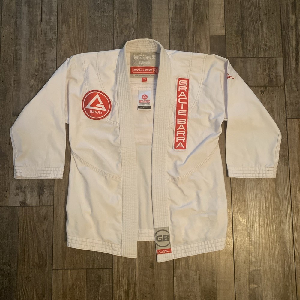 Gracie Barra Adidas White Kimono Youth Size Y3 Jiu Jitsu Equipe Gi