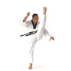 VEE NECK SUIT – White or with Black V – Dobok for Taekwondo etc – BARGAIN PRICES