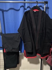 Martial Arts Gi Uniform Set Jacket & Pants Black/Red Size A-7
