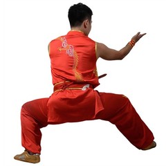 Silk Sleeveless Chinese Tai Chi Kung Fu Uniform Shaolin Suit Dragon Embroidery